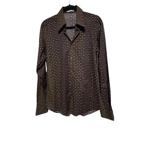 Versace Collection Slim Fit Geometric Shirt Men's Medium Purple Cotton Stretch